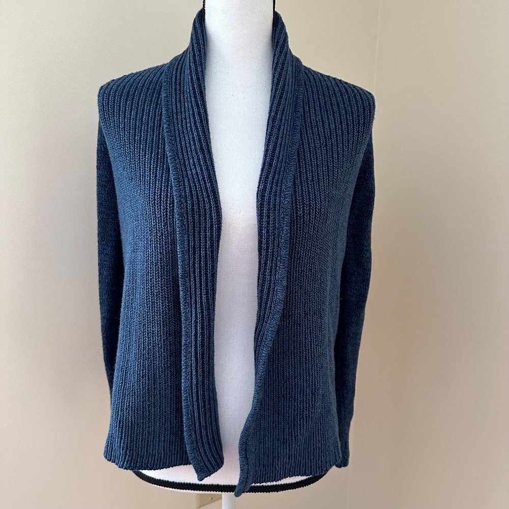 *L.L. BEAN* Blue Long Sleeve Knitted Open-Front Cotton Sweater Size XS
